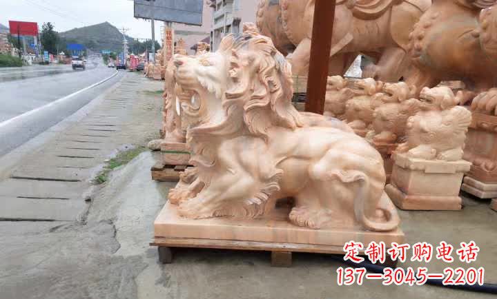 温州晚霞红狮子雕塑