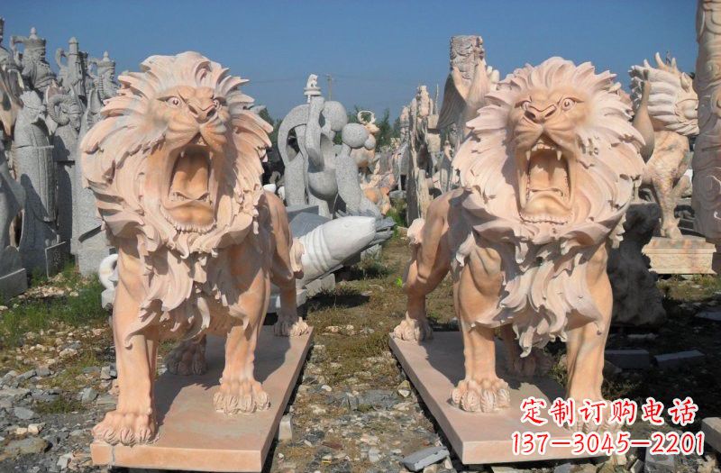 温州晚霞红西洋狮子雕塑