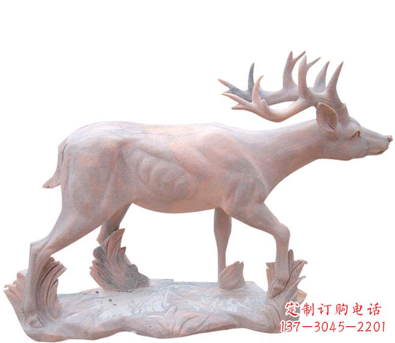 温州晚霞红小鹿石雕