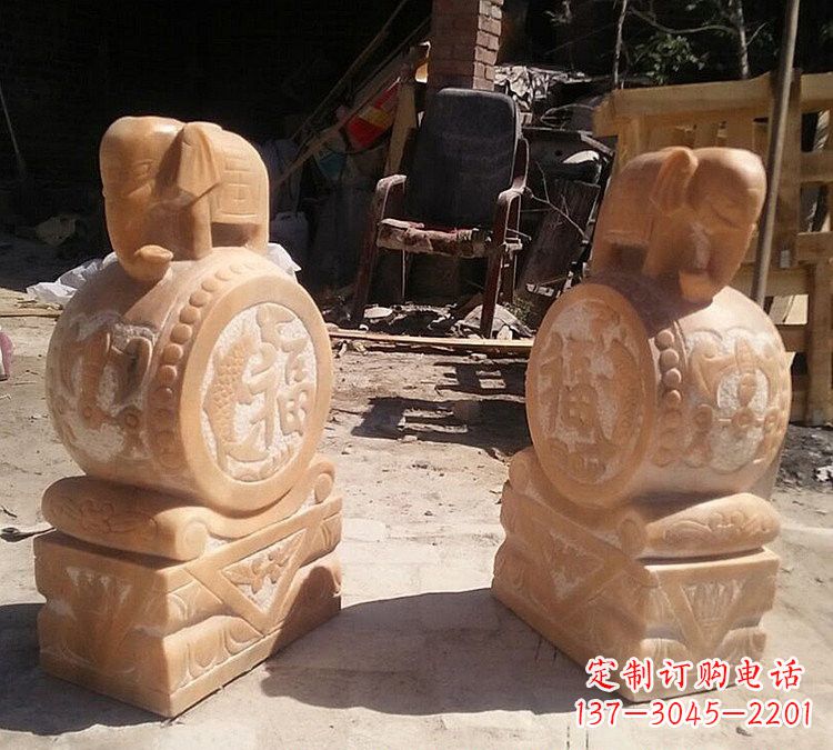 温州晚霞红小象门墩
