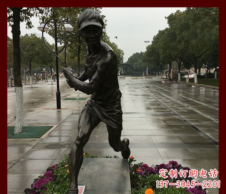 温州网球运动人物铜雕