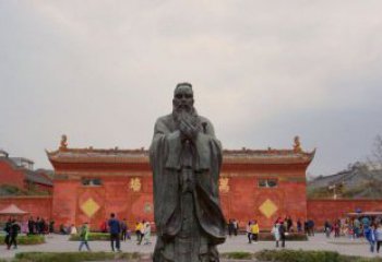 温州传统文化艺术品，青铜孔子行教人物雕塑