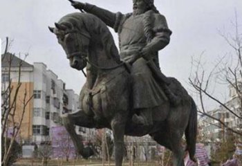 温州精致雕刻成吉思汗青铜骑马