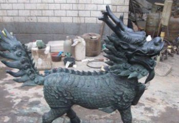 温州青铜雕制神兽麒麟，艺术匠心之至