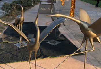 温州上海不锈钢动物鹤雕塑，精美绝伦