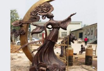 温州中领雕塑：精美嫦娥月亮铜雕