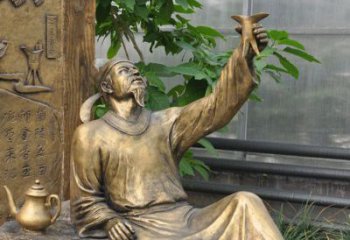 温州象征文学大师李白的铜雕像