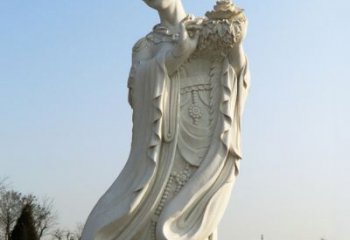 温州古典美女雕塑——十二花神之四月牡丹杨玉环汉白玉