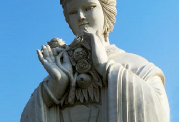 温州石榴之美——十二花神之五月石榴李氏汉白玉古代美女雕像