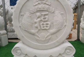 温州装饰福字图案的雕塑石门墩