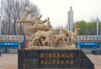 温州梅花鹿雕塑——令公园更美丽