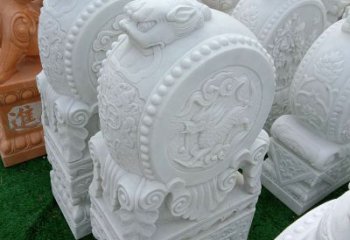 温州中领雕塑|精美石雕貔貅汉白玉门墩