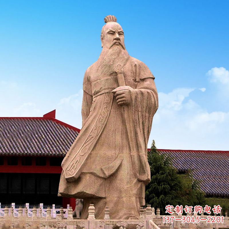 温州魏武帝曹操砂岩石雕塑像