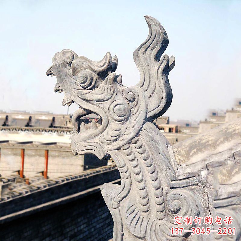温州屋脊鸱尾螭吻雕塑-古建装饰神兽动物雕塑