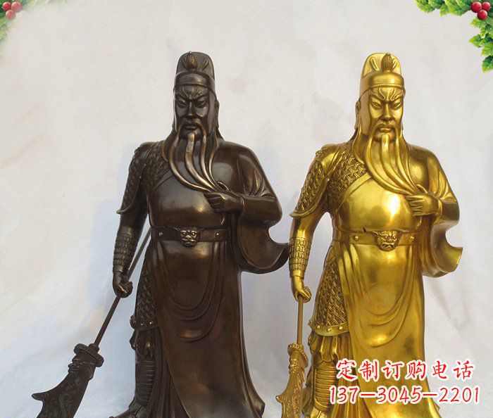 温州武财神持刀关公铜雕 (2)