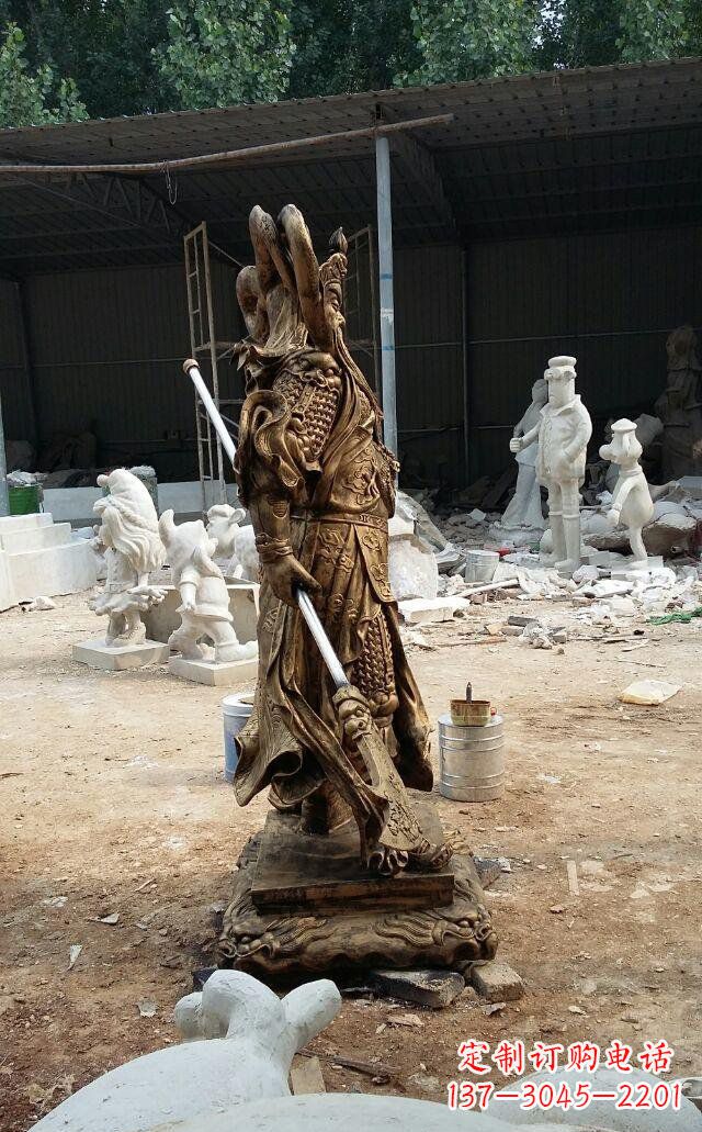 温州武财神关公玻璃钢仿铜雕塑