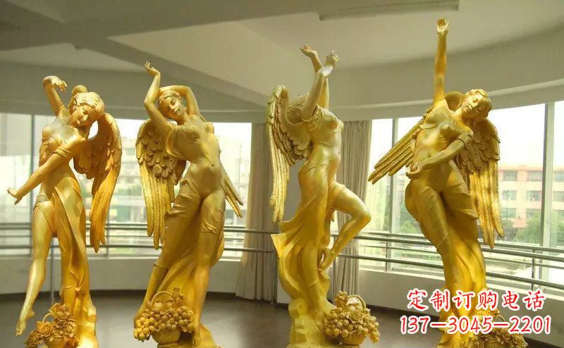温州舞蹈四女神玻璃钢仿铜人物雕塑