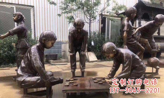 温州下象棋儿童铜雕 (2)