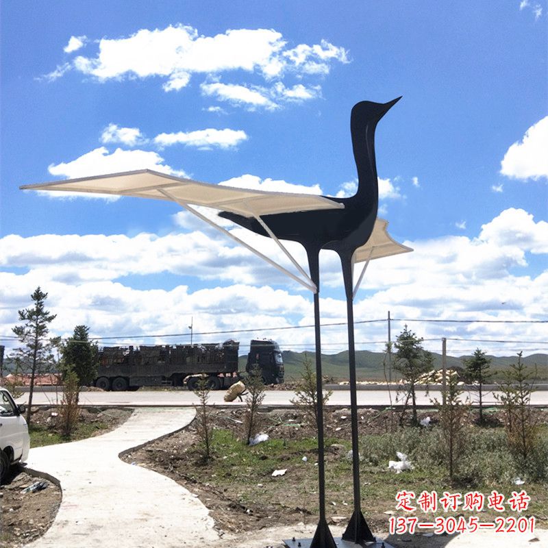 温州仙鹤不锈钢遮阳亭景观雕塑