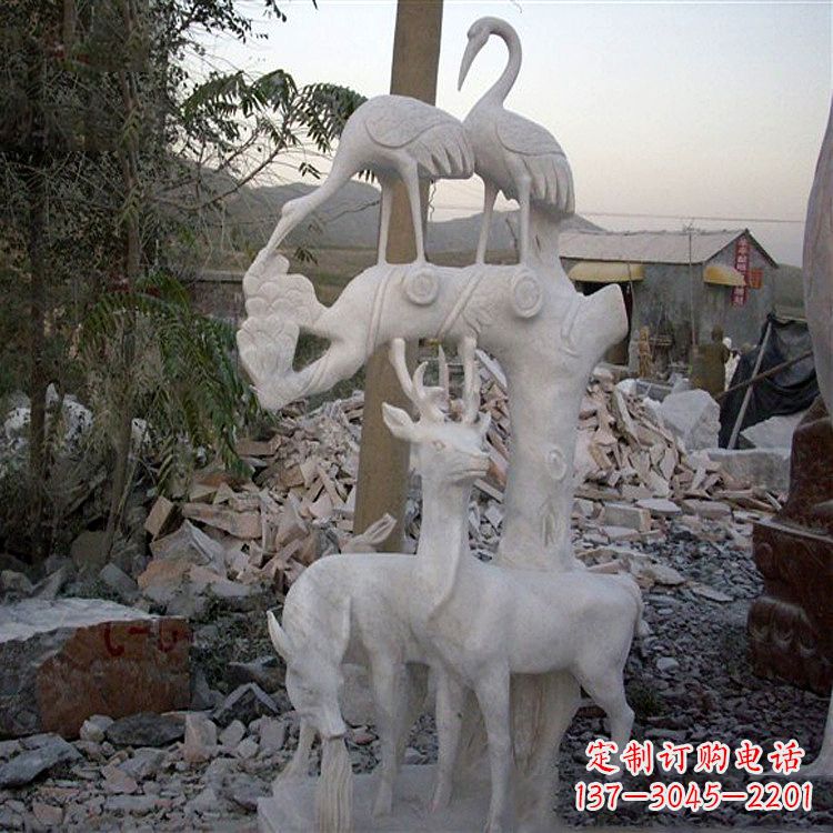温州仙鹤石雕景观摆件
