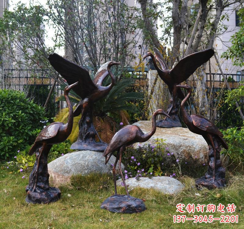 温州仙鹤铜雕塑 (2)