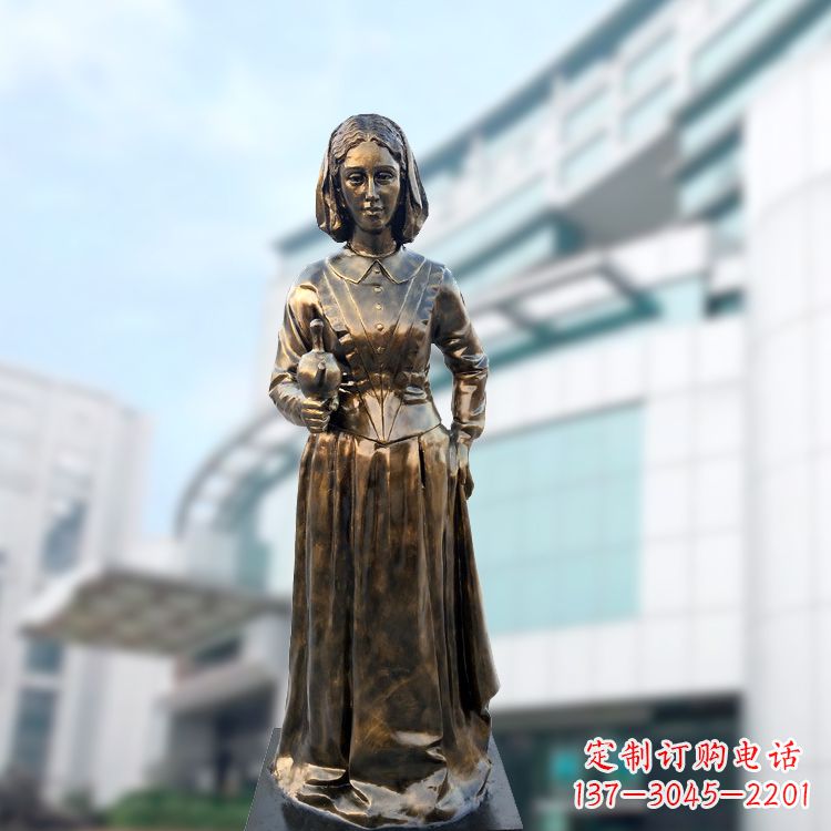温州现代护理教育奠基人南丁格尔玻璃钢仿铜雕像