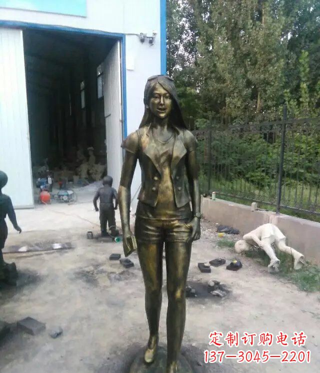 温州现代美女广场人物铜雕