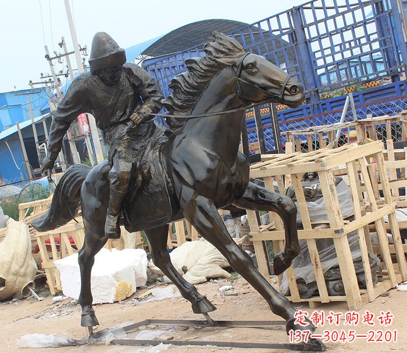 温州现代骑马人物公园景观铜雕