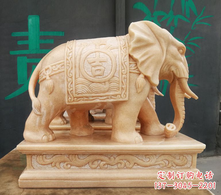 温州现代石雕大象雕像
