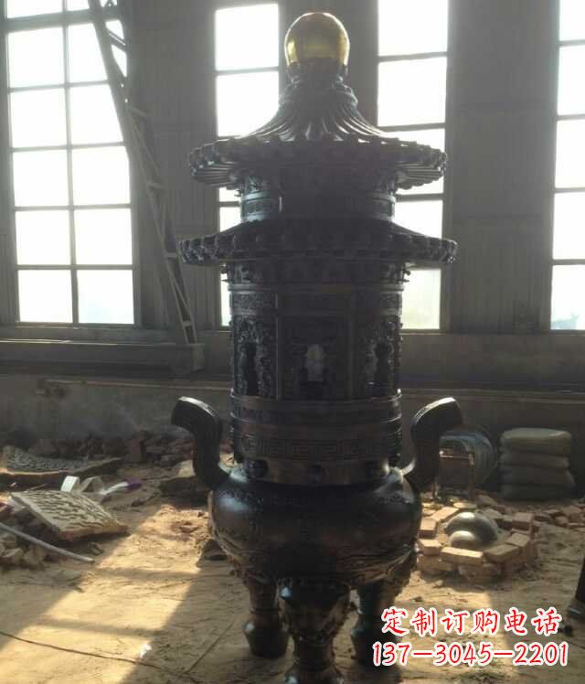温州香炉铜雕塑 (2)