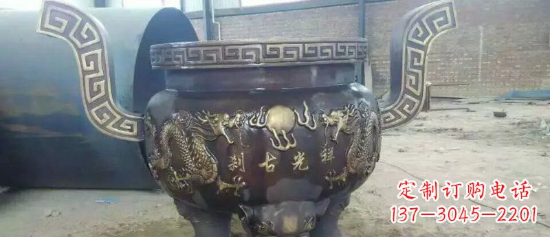 温州祥光古刹寺庙香炉铜雕