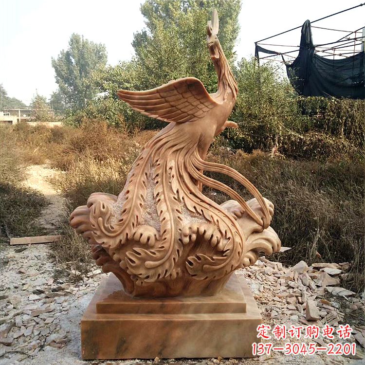 温州祥瑞凤凰晚霞红石雕