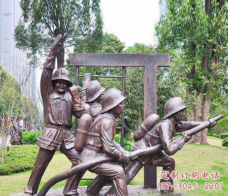 温州消防员人物铜雕 (2)