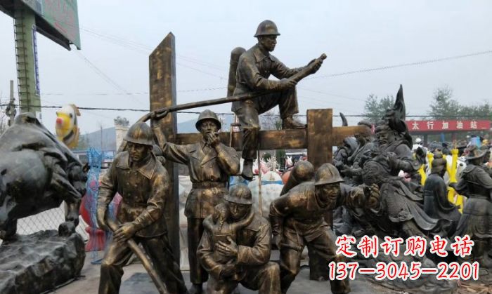 温州消防战士人物铜雕