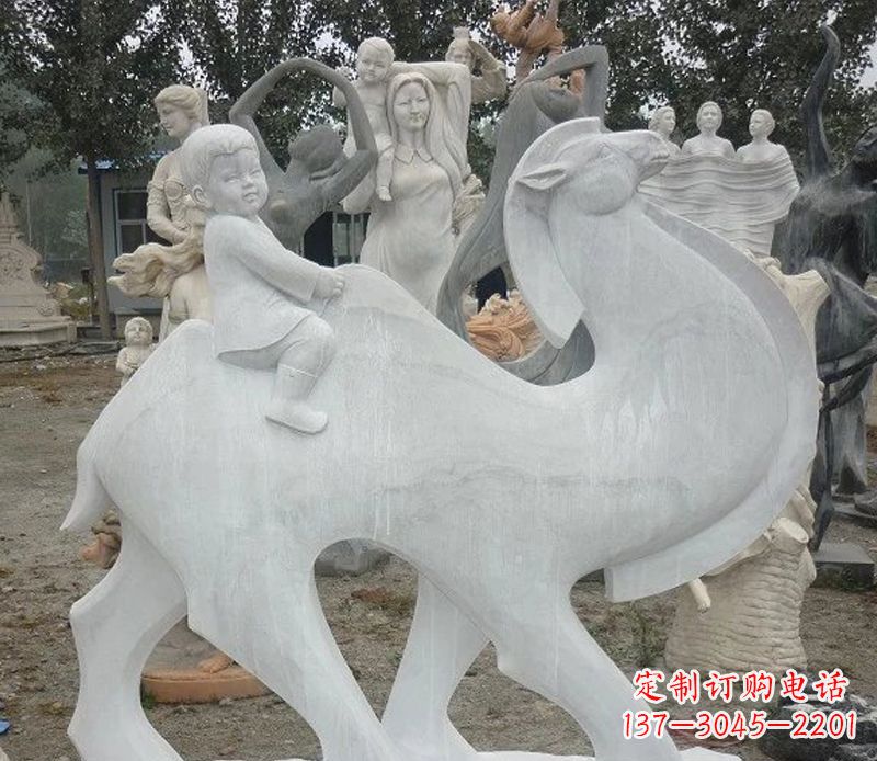 温州小孩骑骆驼石雕