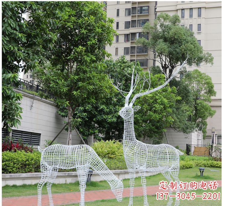 温州小区不锈钢镂空梅花鹿鹿雕塑