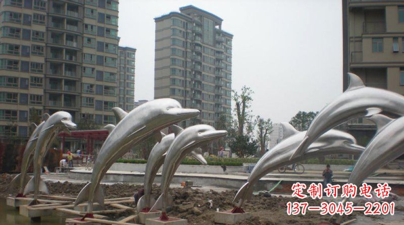 温州小区不锈钢跳跃海豚雕塑