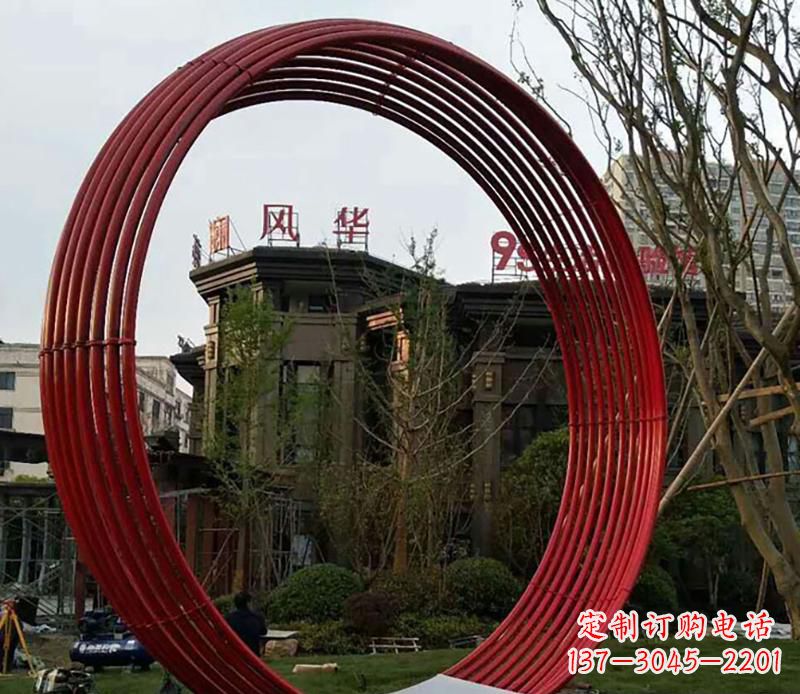 温州小区不锈钢圆环景观雕塑