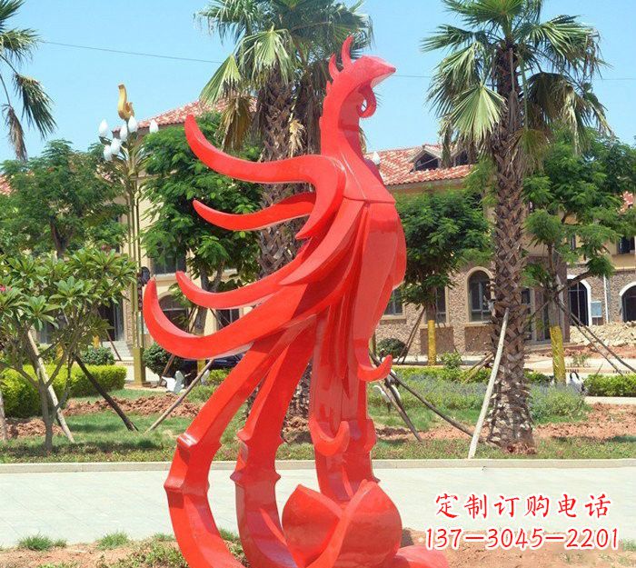 温州小区抽象不锈钢凤凰雕塑