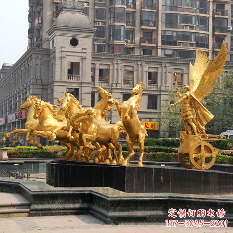 温州小区大门阿波罗战车鎏金景观铜雕