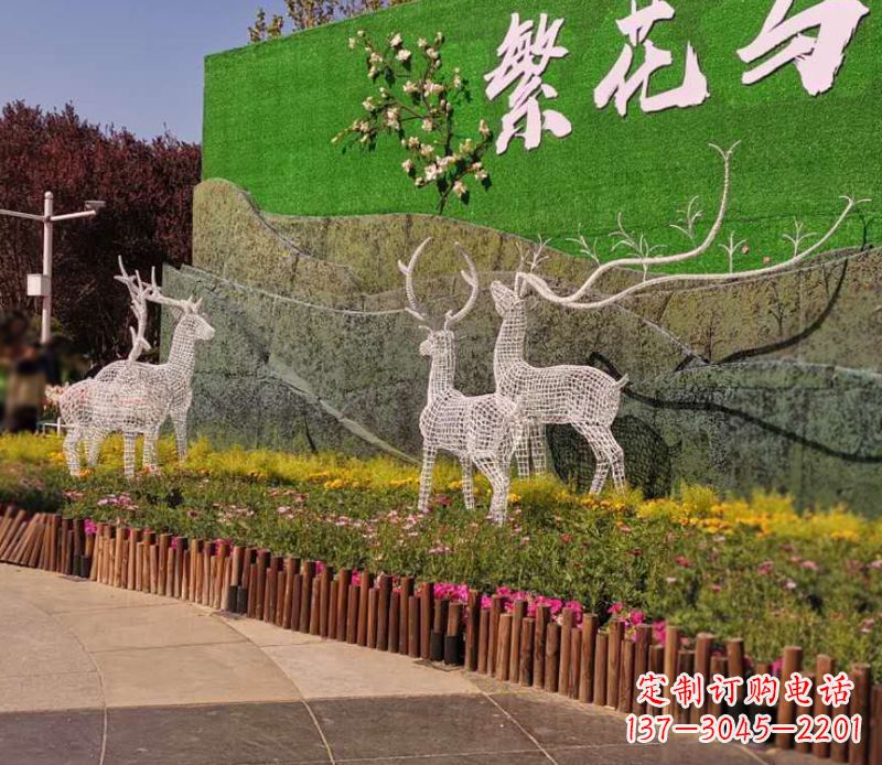 温州小区景观不锈钢梅花鹿