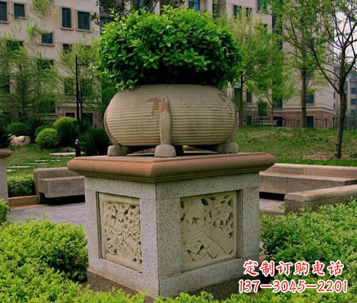 温州小区景观大理石花盆石雕 (3)
