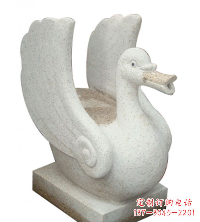 温州小区景观大理石天鹅喷泉石雕 (2)