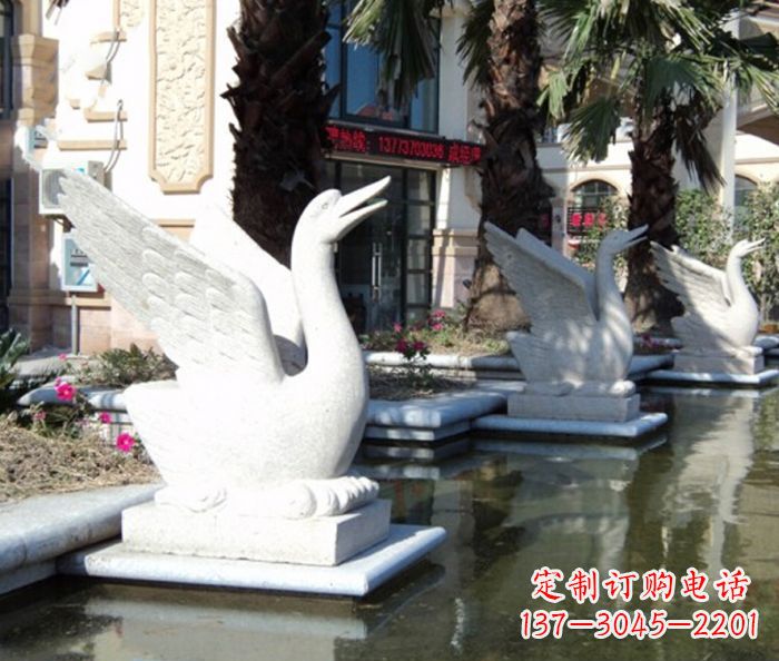 温州小区景观大理石天鹅喷泉石雕