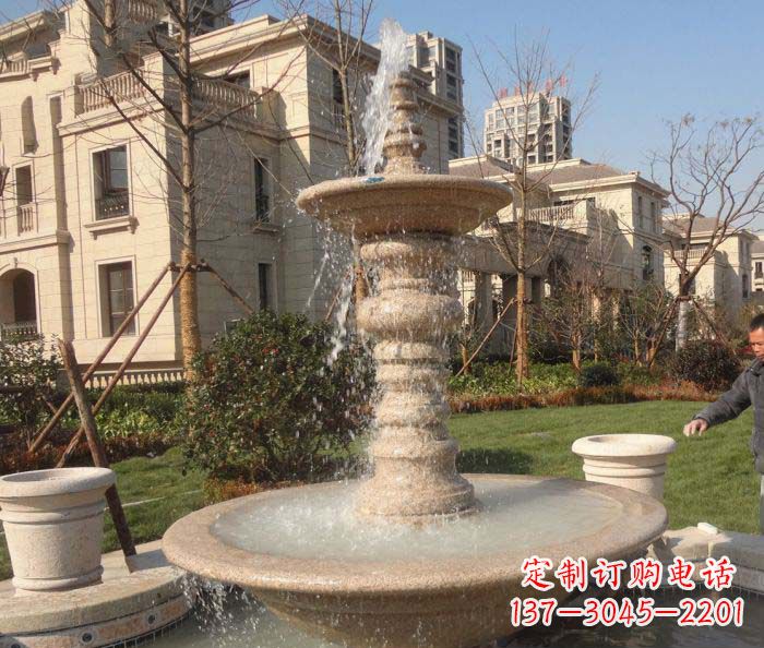 温州小区景观多层喷泉石雕 (2)