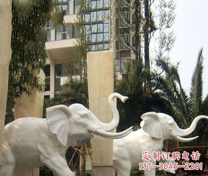 温州小区景观汉白玉大象石雕