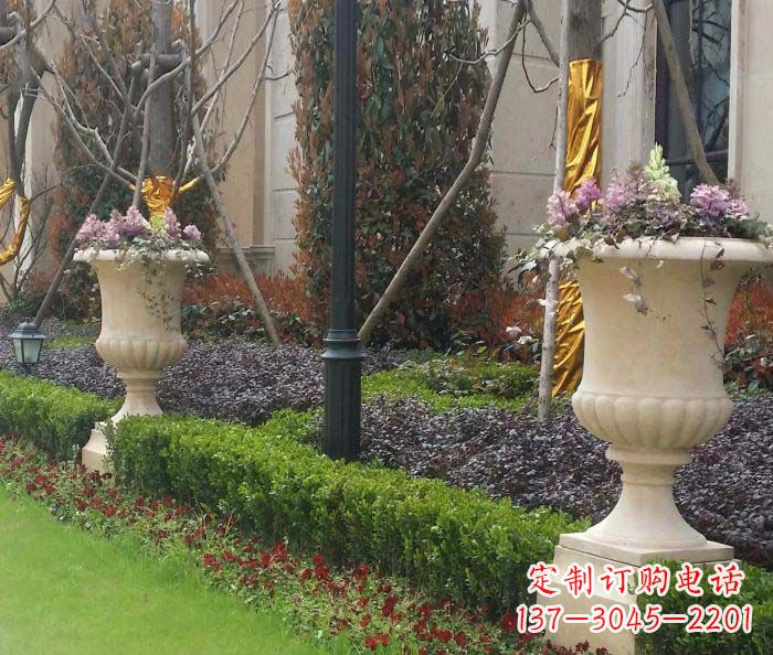 温州小区景观汉白玉花盆石雕