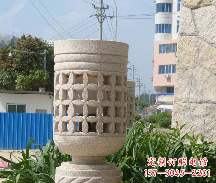 温州小区景观镂空石灯石雕