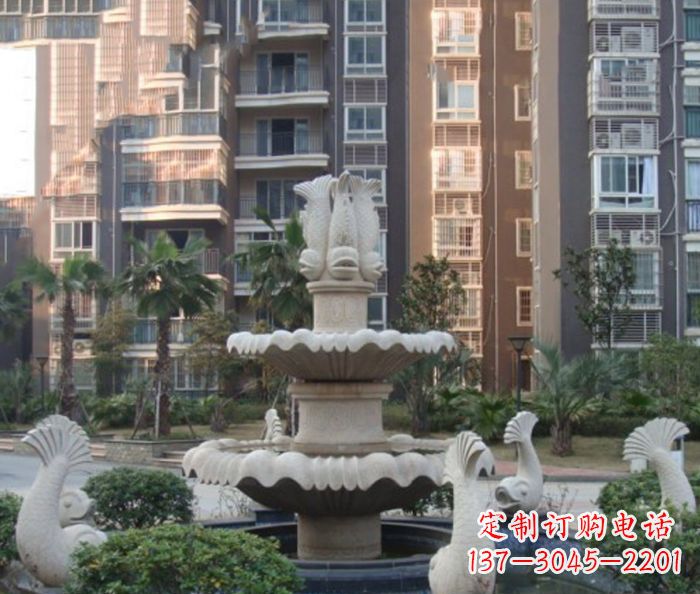温州小区景观鲤鱼喷泉石雕