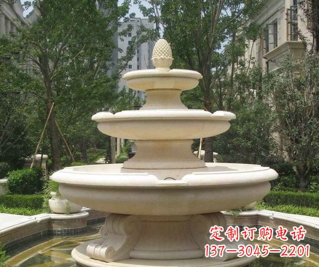 温州小区景观晚霞红多层喷泉石雕